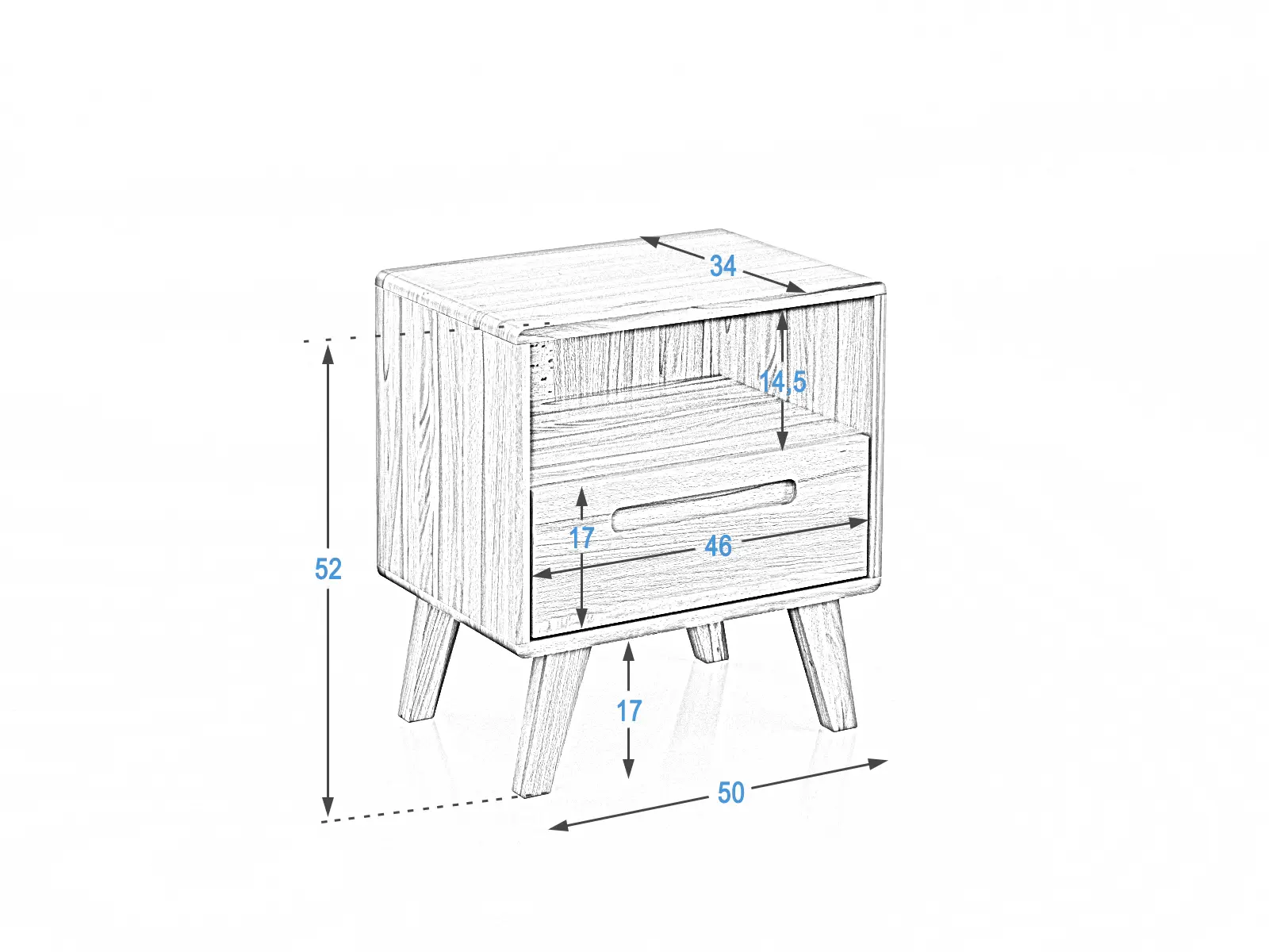 Comodino realizzato in legno di faggio bukowa Beskid